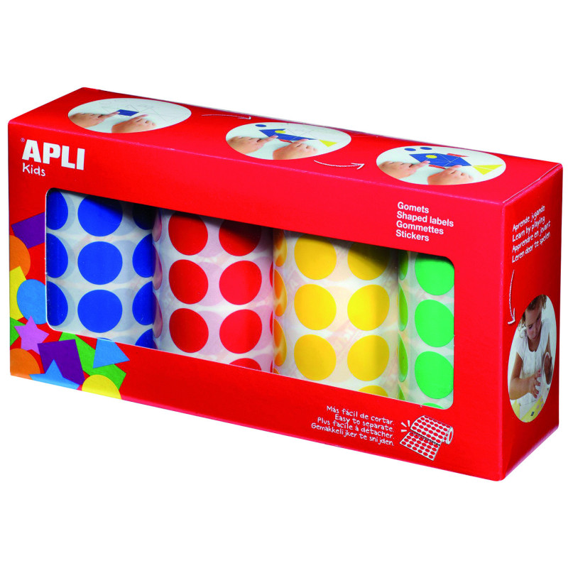 PACK 4 ROLLOS GOMETS REDONDOS 20MM AZ/RO/AM/VE 7080U APLI. 13793