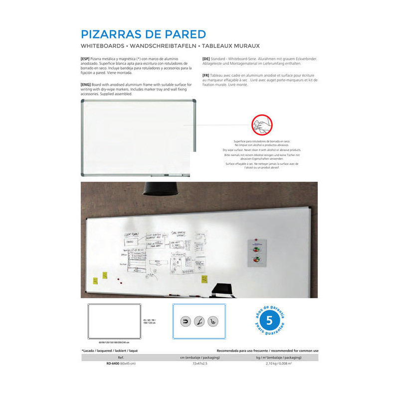 PIZARRA LACADA 45*60 MAGNETICA PERFIL ALUMINIO ROCADA 6400