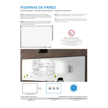 PIZARRA LACADA 45*60 MAGNETICA PERFIL ALUMINIO ROCADA 6400