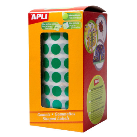 GOMETS REDONDOS 20MM VERDE ROLLO 1770u. APLI 4862