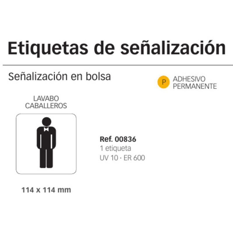 LETRERO APLI SEÑALIZACION ADHESIVO SERVICIO CABALLEROS 836