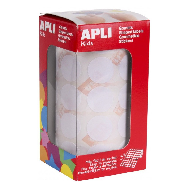 GOMETS REDONDOS 20MM BLANCO ROLLO 1770u. APLI 11905