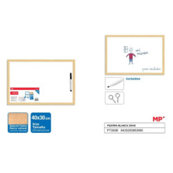 PIZARRA BLANCA MADRID PAPEL 30*40 MARCO MADERA C/ROTULADOR PT300B