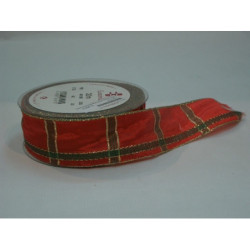 CINTA REGALO SEDA GRANADA ROJO VERDE 40MM 20M 2732