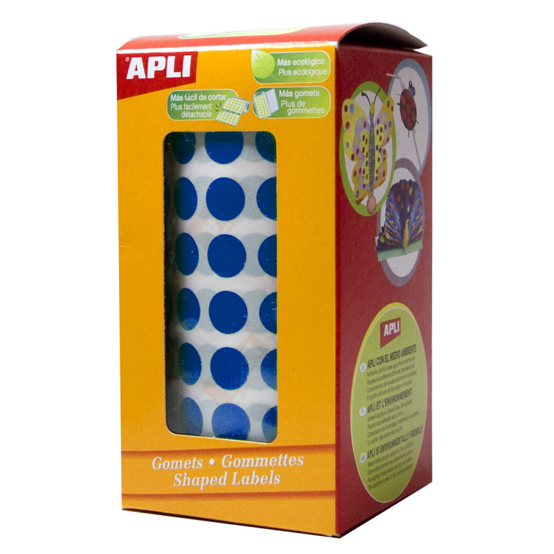 GOMETS REDONDOS 15MM AZUL ROLLO 2832u. APLI 4856