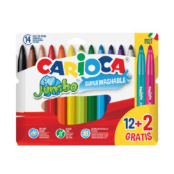 ROTULADOR CARIOCA JUMBO CARTON 12+2 COLORES 40567