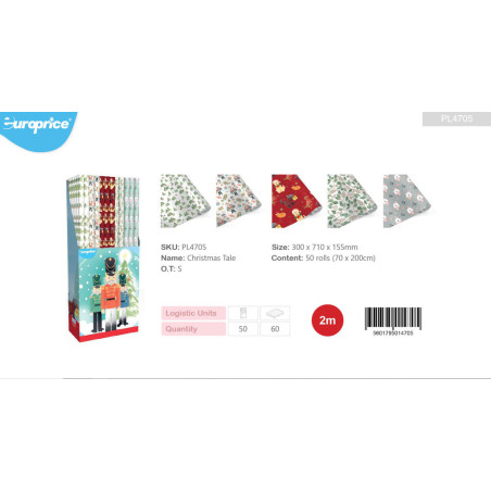 PAPEL REGALO ROLLO 0,70*2 EUROPRICE CUENTO NAVIDAD PL4705 C/50U