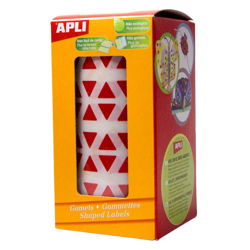 GOMETS TRIANGULARES 20x20x20MM ROJO ROLLO 2596u. APLI 4869