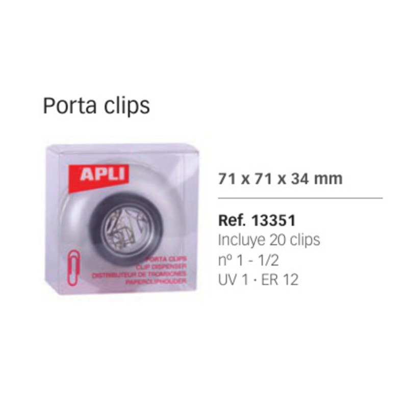 PORTACLIPS APLI REDONDO IMAN MINI 13351