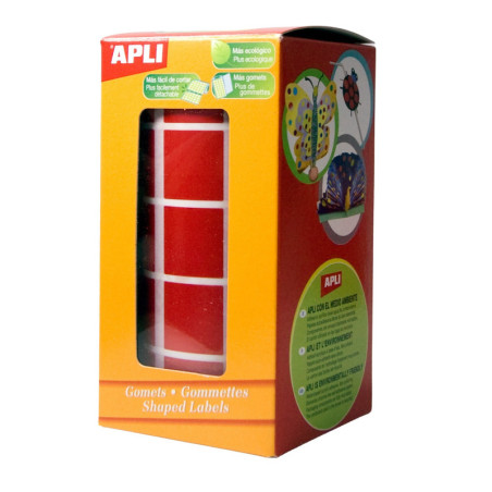 GOMETS CUADRADOS 15x15MM ROJO ROLLO 2832u. APLI 12477