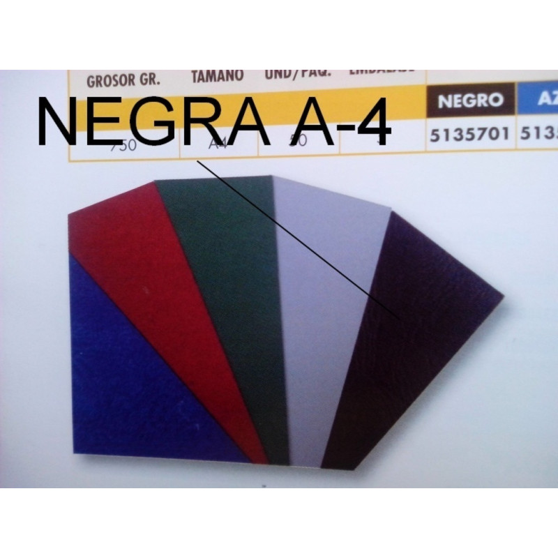 TAPAS A-4 CARTON GOFRADO NEGRO PTE 50U YOSAN