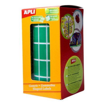 GOMETS RECTANGULARES 20x10MM VERDE ROLLO 3540u. APLI 4886