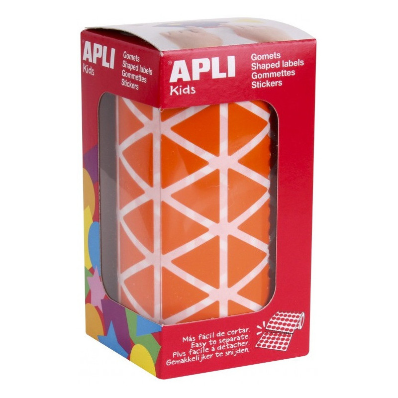 GOMETS TRIANGULARES 20x20x20MM NARANJA ROLLO 2596u. APLI 11493