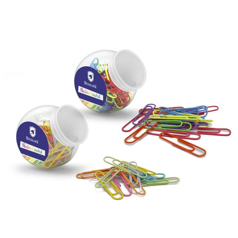 CLIPS BISMARK COLORES SURTIDOS NEON/PASTEL BOTE 50U POESSA 328141 (12)