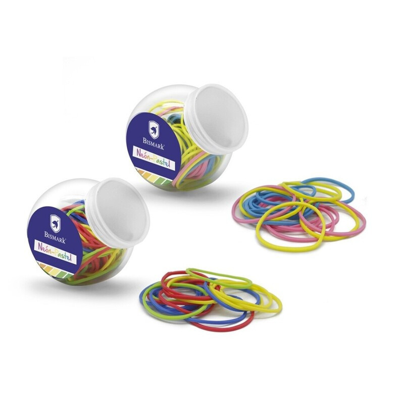 GOMAS ELASTICAS COLORES SURTIDOS NEON/PASTEL BOTE 80U POESSA 328143 (12)