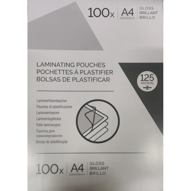 FUNDA PLASTIFICAR 210*297 A-4 125M   C/100U FELLOWES/APEX