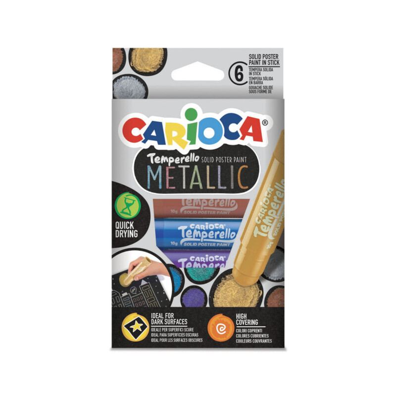 TEMPERA SOLIDA CARIOCA TEMPERELLO METALIZADO 6 COLORES UNIDAD 42674