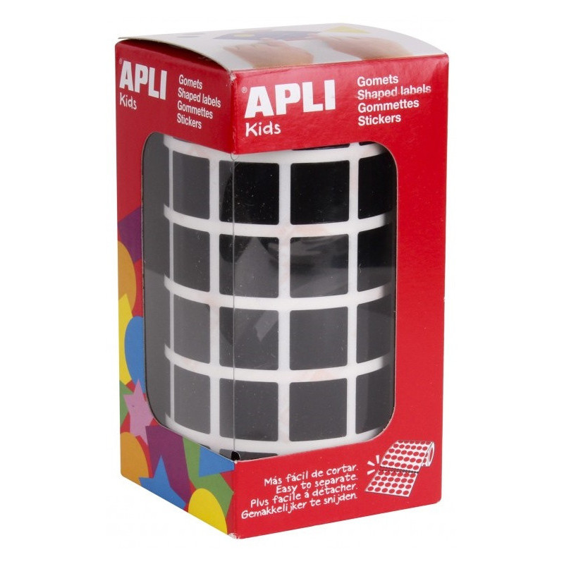 GOMETS CUADRADOS 15x15MM NEGRO ROLLO 2832u. APLI 12480