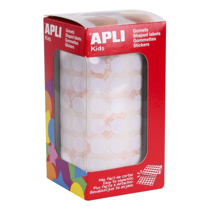 GOMETS REDONDOS 10,5MM BLANCO ROLLO 4720u. APLI 11903