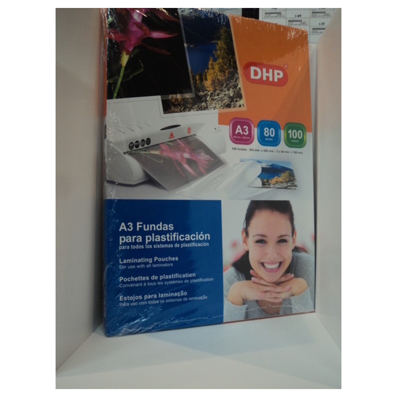 FUNDA PLASTIFICAR 297*420 A-3 80M  C/100U DHP