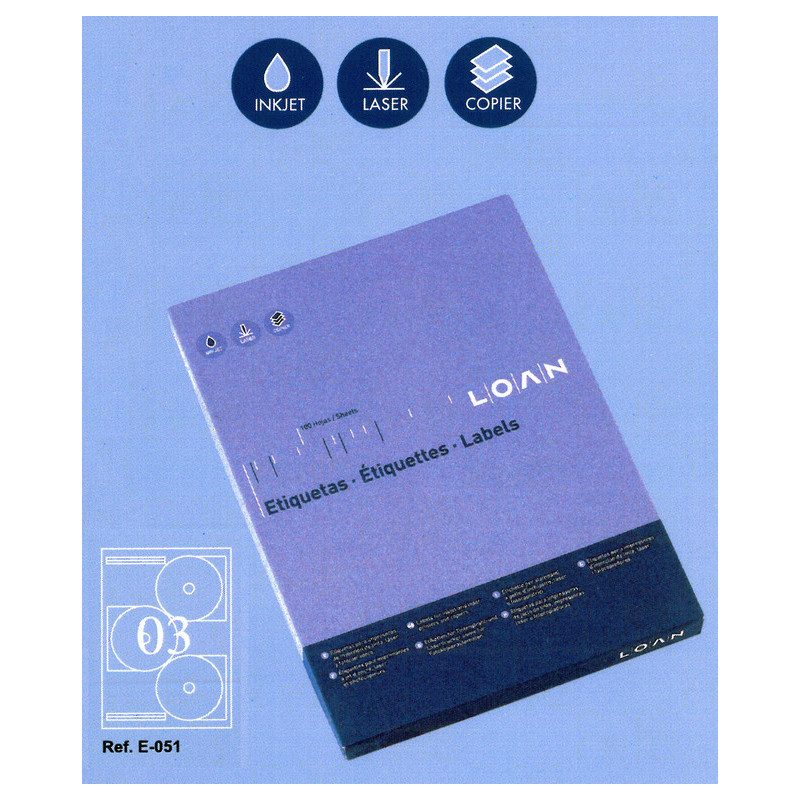 ETIQUETAS LOAN A-4 CD 3* 100H E-051 (3)