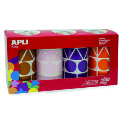 PACK 4 ROLLOS GOMETS XL FIGURAS GEOMETRICAS 27MM SURTIDOS 5428u. APLI 11913