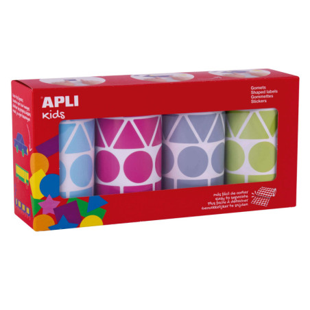PACK 4 ROLLOS GOMETS XL FIGURAS GEOMETRICAS 27MM SURTIDOS 5428u. APLI 19190