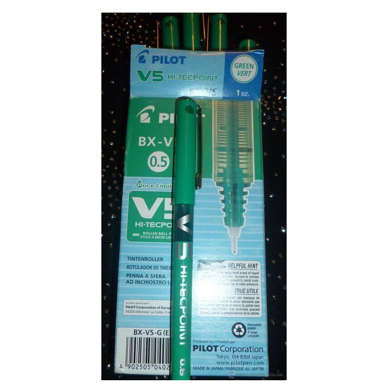 ROTULADOR PILOT V-5 VERDE C/12U