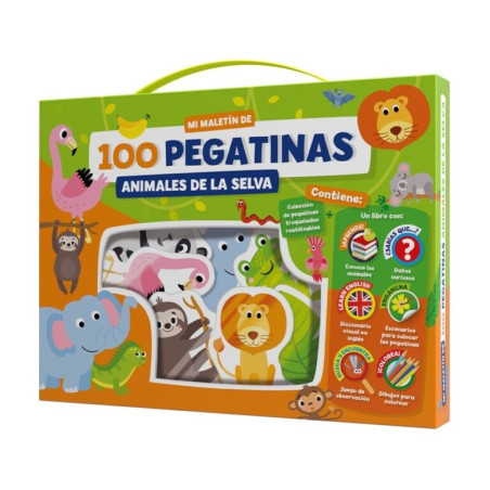 JUEGO IMAGILAND MALETIN 100 PEGATINAS ANIMALES EN LA SELVA PTC010
