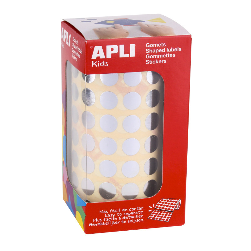 GOMETS METALIZADOS REDONDOS 10,5MM PLATA ROLLO 4720u. APLI 11627