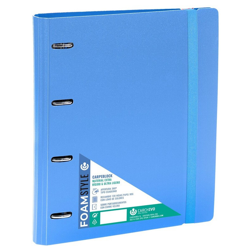 CARPEBLOC DEC RINGBOOK 4A A4 C/RECAMBIO CARCHIVO FOAM STYLE POLYFOAM AZUL 12407409