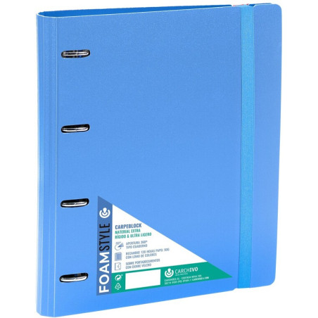 CARPEBLOC DEC RINGBOOK 4A A4 C/RECAMBIO CARCHIVO FOAM STYLE POLYFOAM AZUL 12407409