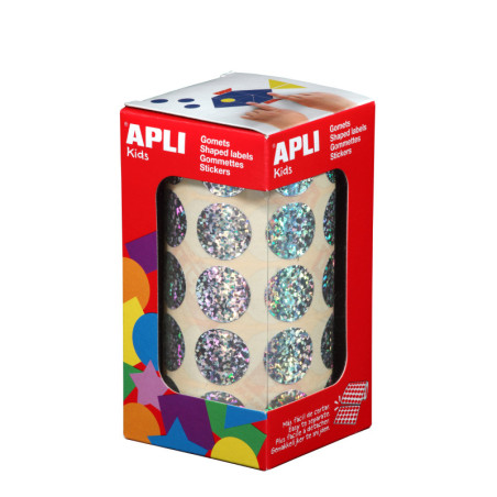 GOMETS METALIZADOS REDONDOS 20MM HOLOGRAFICO ROLLO 1770u. APLI 11634