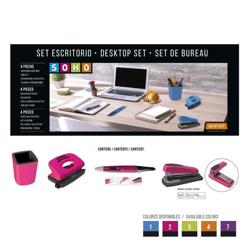 JUEGO OFICINA SENFORT19 SOHO 4 PIEZAS COLOR FUCSIA 20882