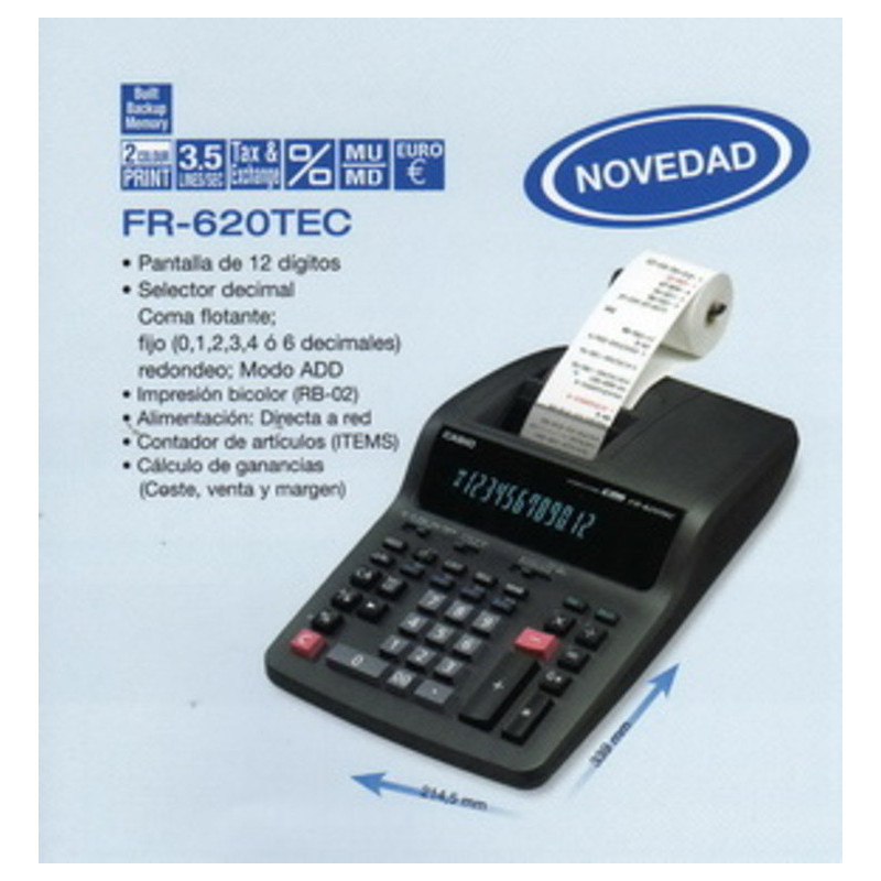 CALCULADORA CASIO FR 620 RE PAPEL 12 DIG.
