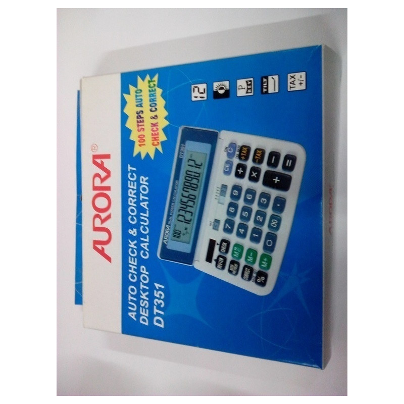 CALCULADORA AURORA DT-351 12 DIGITOS CHEQUEO Y CORRECCION SOBREMESA ^