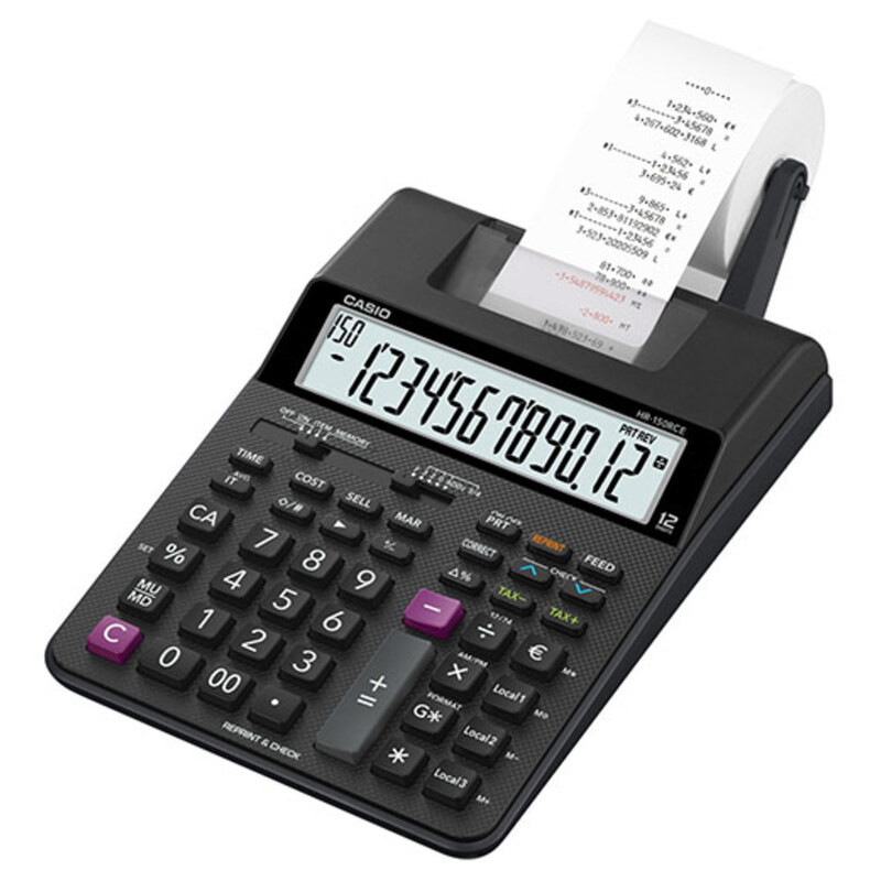 CALCULADORA CASIO HR 150 RCE RELOJ/CALENDARIO PAPEL 12 DIG.