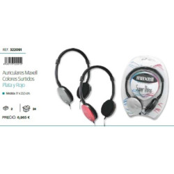AURICULARES POESSA MAXELL LISO COLORES PLATA/ROJO 322091
