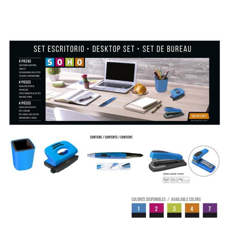 JUEGO OFICINA SENFORT19 SOHO 4 PIEZAS COLOR AZUL 20881