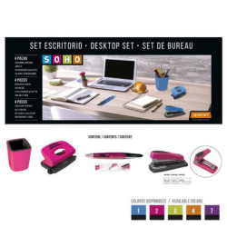 JUEGO OFICINA SENFORT19 SOHO 4 PIEZAS COLOR FUCSIA 20882