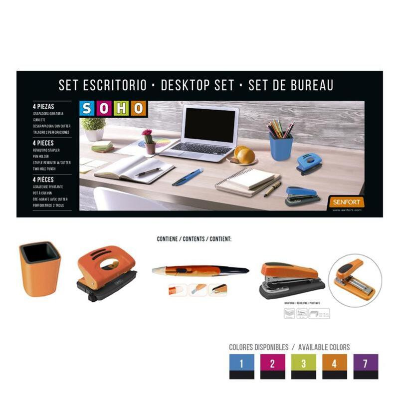 JUEGO OFICINA SENFORT19 SOHO 4 PIEZAS COLOR NARANJA 20884