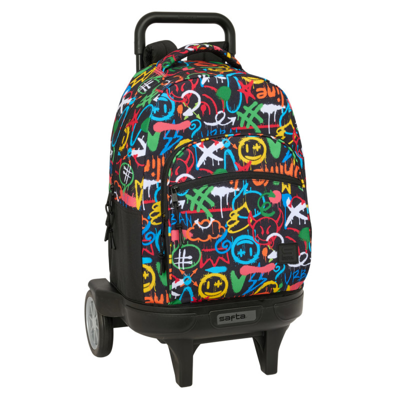 MOCHILA GDE. C/RUEDAS COMPACT EVOL. EXT. SAFTA GRAFFITI "COLORS" SAFTA26 642623218 45X33 UNIDAD