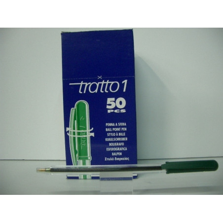 BOLIGRAFO TRATTO 1 CRISTAL FILA VERDE C/50U ^