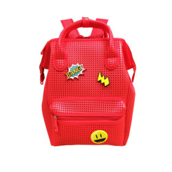 MOCHILA SILICONA GRANDE PERSONALIZABLE PARCHES ROJO DMM009-R