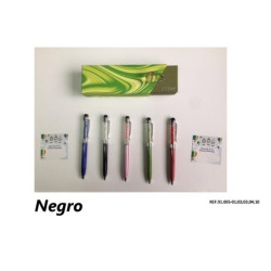 BOLIGRAFO LEBER METAL CRISTALES CON ESTUCHE BOLA 91.005-01 NEGRO