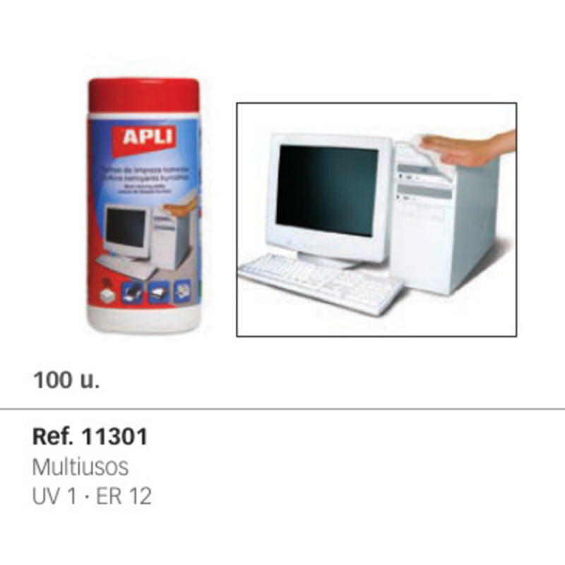 TOALLITA LIMPIEZA HUMEDA APLI PERIFERICOS 100U 11301