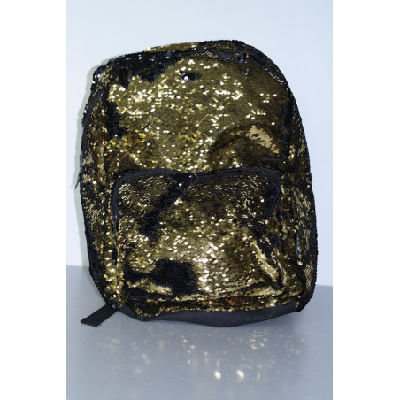 MOCHILA DMMSUPLIES FANTASIA CON LENTEJUELAS DORADA NEGRA PB1610-05