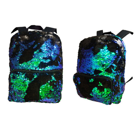 MOCHILA DMMSUPLIES FANTASIA CON LENTEJUELAS VERDE NEGRA PB1610-05