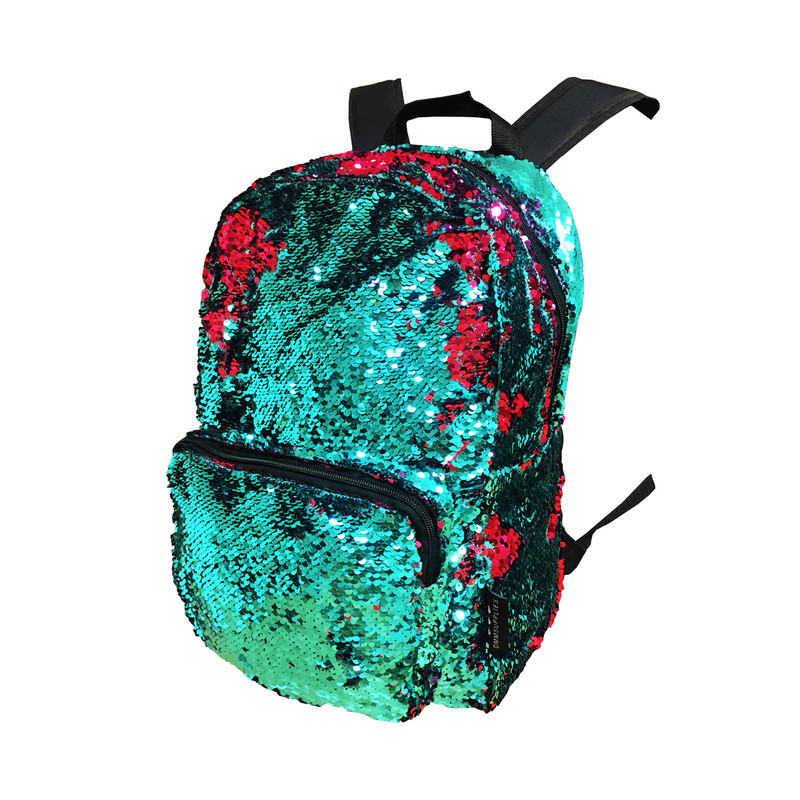 MOCHILA DMMSUPLIES FANTASIA CON LENTEJUELAS VERDE ROSA PB1610-05
