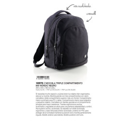 MOCHILA TRIPLE MIQUELRIUS18 NEGRO 300 X 440 X 160 MM (23L) 16970